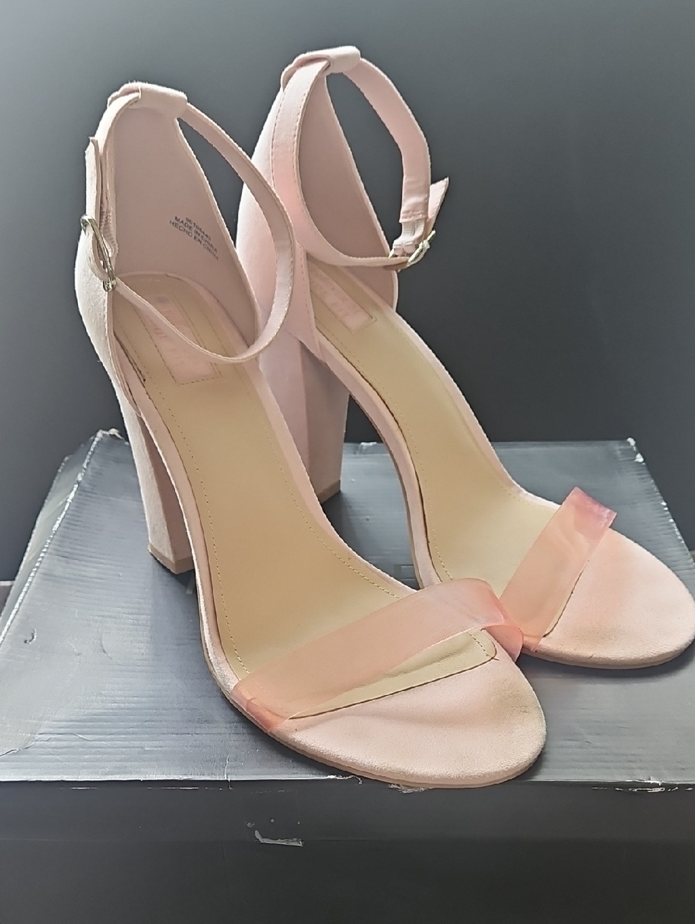 Forever 21 Blush Pink Ankle-Strap Block Heels
